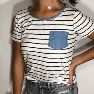 Forever 21 blue pocket striped tee